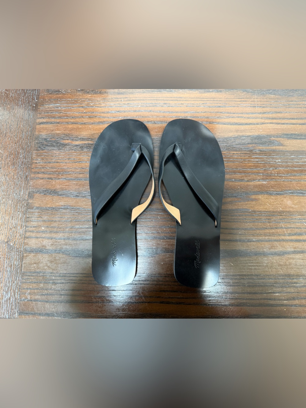Madewell Black Leather Flip Flop Sandals
